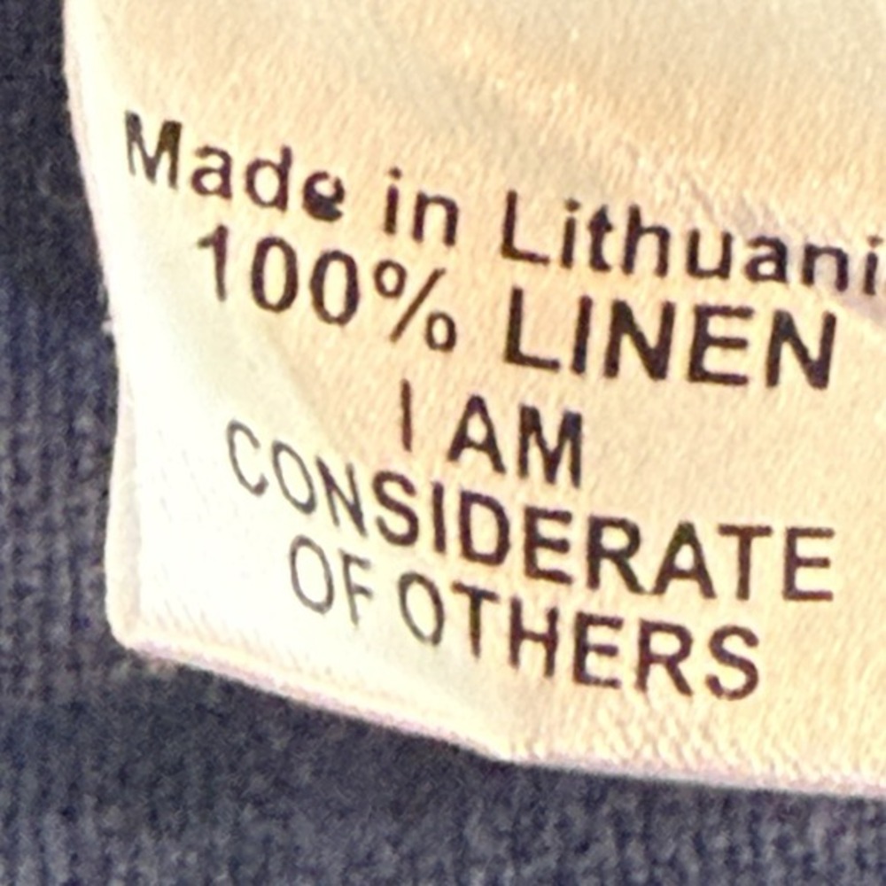 Flax Linen Pants Womens Navy Blue Wide Leg‎ Crop Pull On Boho Minimalist - Picture 9 of 9